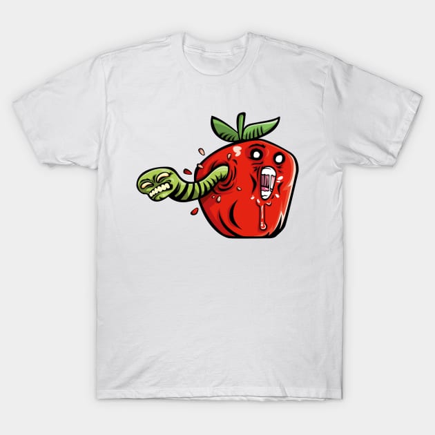 Apple & Worm T-Shirt by Silurostudio